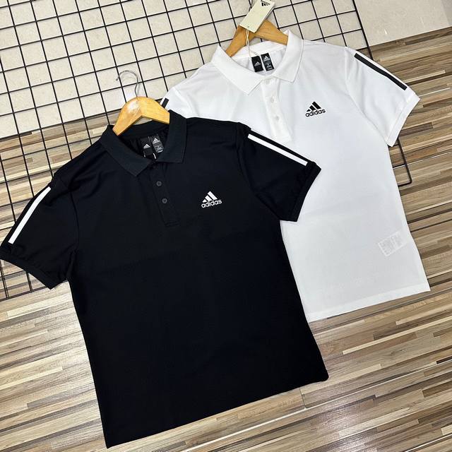 上新 牛奶般丝滑！天丝牛奶丝透气轻薄男士Polo衫！夏季阿迪达斯Adidas基础款立体硅胶Logo三条杠情侣款男女同款商务时尚休闲男士Polo衫青年男士女士Po