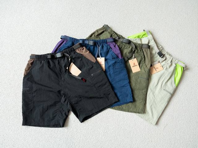 顶级户外单品 Gramicci 小野人新品尼龙多功能短裤 货号：G4Sm-P10 男女同款 颜色: 黑色 绿色 蓝色 浅灰色 尺码: S M L Xl 尺码表
