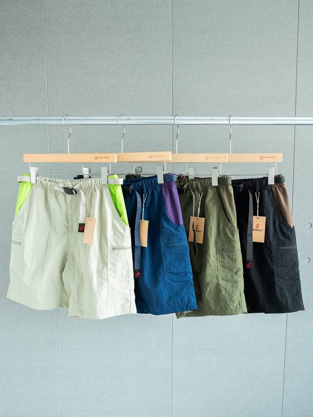 顶级户外单品 Gramicci 小野人新品尼龙多功能短裤 货号：G4Sm-P10 男女同款 颜色: 黑色 绿色 蓝色 浅灰色 尺码: S M L Xl 尺码表