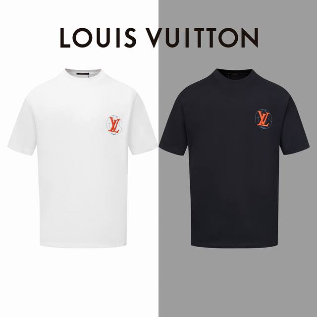 Lv地球刺绣圆领短袖 Louisvuitton官网一致款式 面料：32支双纱280克纯棉面料 同缸同色织染螺纹 颜色一致 工艺：进口机器饱满刺绣小标 配套：三标