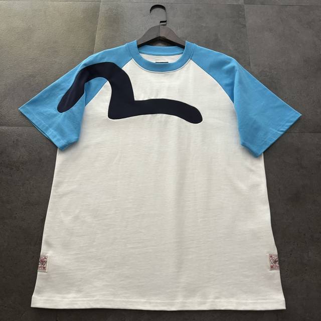 Palace25 X Evisu Seagull Raglan 拼色徽标印花短袖T恤 灰宝蓝拼接 白天蓝拼接 尺码S M L Xl Xxl S: 胸围116 衣