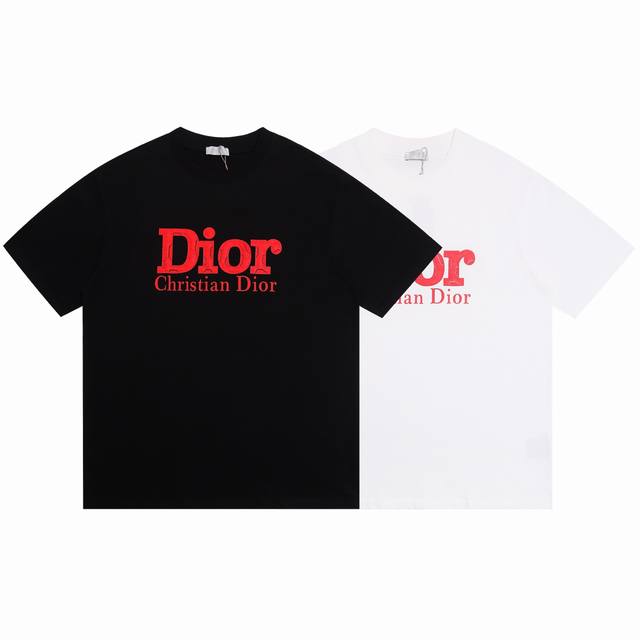Dior迪奥2025Ss新款硅胶字母爆裂痕立体凹凸情侣休闲短袖T恤 最高版本！定制面料290克双纱！硅胶字母爆裂痕立体凹凸工艺设计！ 辅料：开模原版过鉴定领标