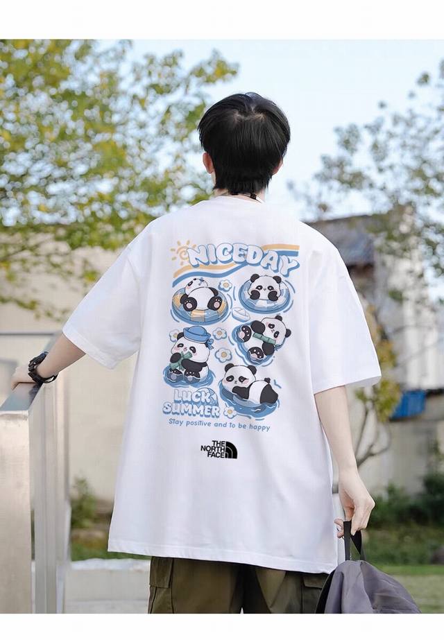 260G重磅纯棉 The North Face 北面 夏日熊猫限定 短袖T恤 男女同款 半袖 情侣款 面料工艺： 1.260G重磅纯棉，100%棉，恰到好处的克