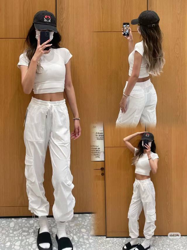 Lululemon露露乐蒙 Dance Studio系列 纯色中腰宽松系带休闲运动伞兵多口袋工装裤 Lululemon柠檬爆款！！Dance Studio 美式