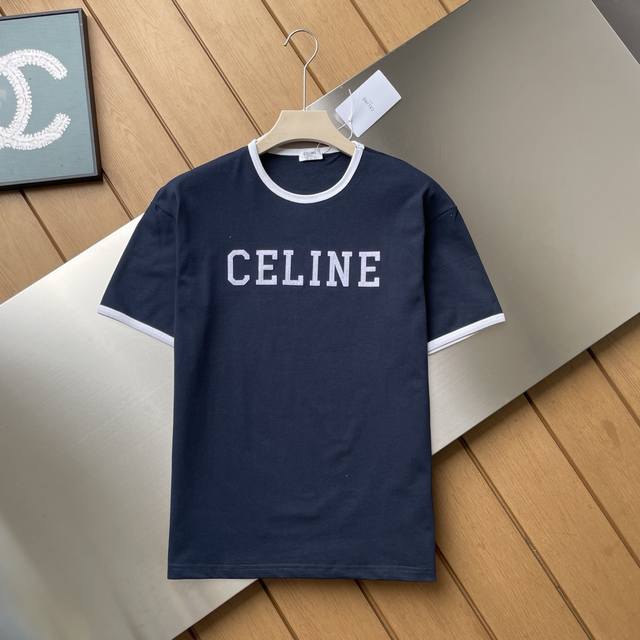 专柜还原顶级复刻版 Celine塞林女款凯旋门撞色袖口螺纹拼接短袖 你没看错 这就是直播间卖两三百一件的同品质货 原版开发 230G双纱面料 高品质不透不松垮