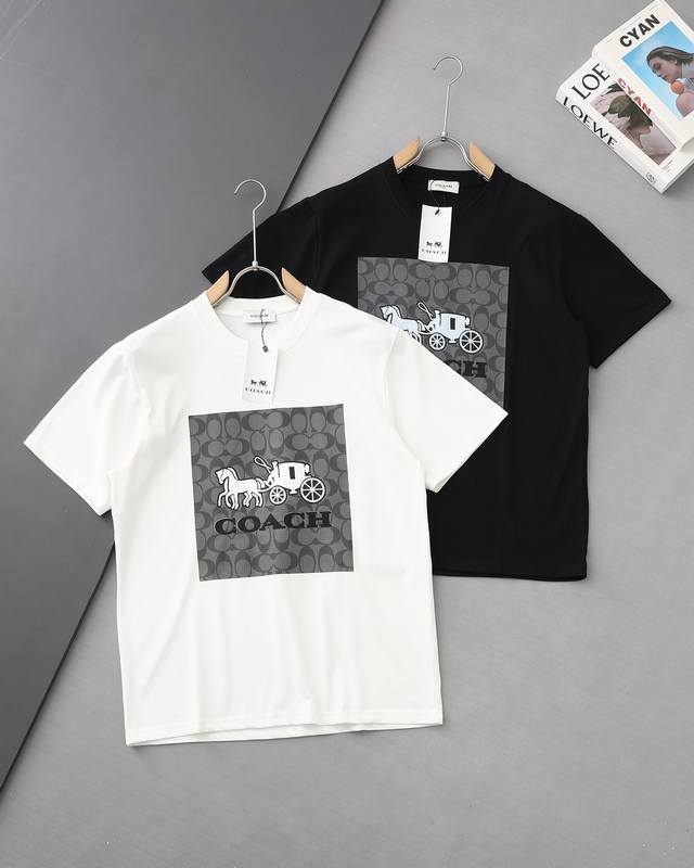 N高品质 Coach 蔻驰前幅字母印花新款T桖， 25Ss夏季新品，采用环保染料，无甲醛，无异味，对身体无危害， 采用32支260克双纱纯棉原版面料，时尚而奢华