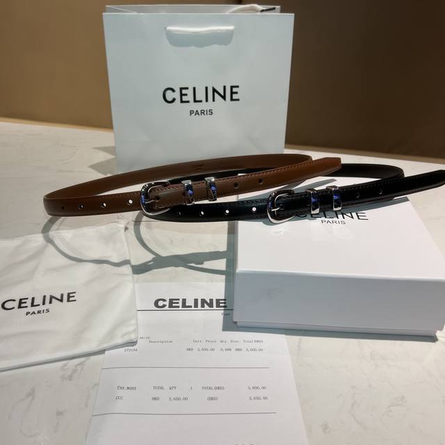 赛琳Celine 女士腰带 腰带礼盒包装-最新款 原单正品，专柜同款高档腰带 . 带身采用专柜最新元素、原版款式，大气有光泽度， %进口牛皮，扣头采用专柜最新款