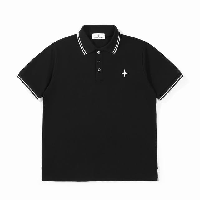 Stone Island 石头岛十字徽标印花短袖Polo衫 定制主标 辅料 水洗齐全 甄选高端弹力牛奶冰丝面料 上身舒适透气有质感 冰丝爽滑亲肤 胸前高品质硅胶