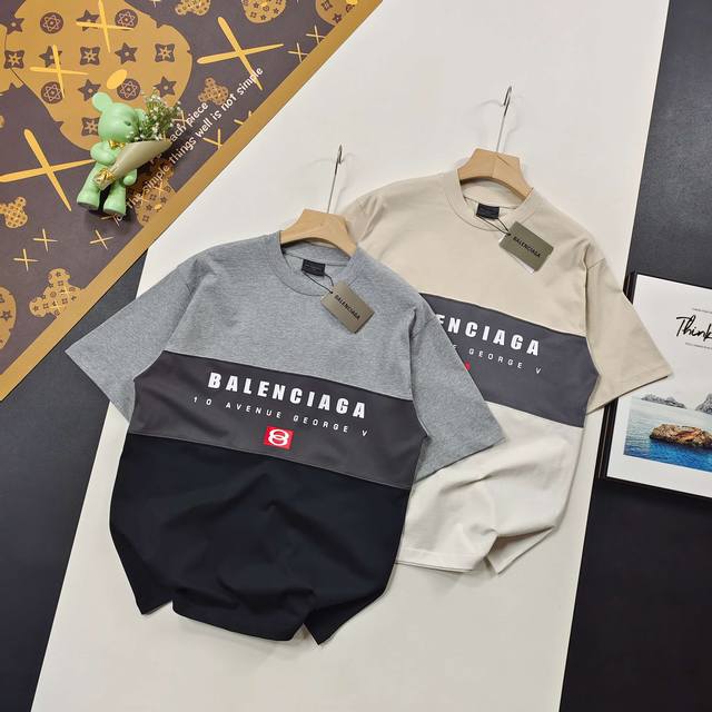 尺码Xs-L爆款推荐 Balenciaga 巴黎世家短袖T恤夏装新品Logo字母印花拼色短袖T恤 本市场No.1的质量 真正天花板品质 全部原版开发注意细节图
