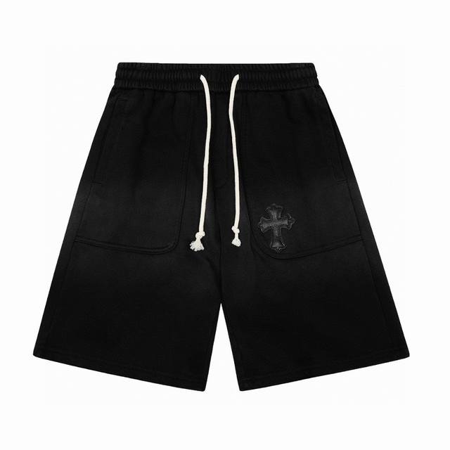Chrome Hearts Ch 克罗心重工高克重洗水做旧十字架短裤 正确配置 市场最高版本 2025克罗心正品包装 原版开模 定制五金 辅料 实物超有质感 平