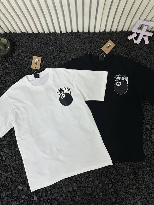 Stussy 斯图西 25Ss 夏季经典款黑8图案印花宽松休闲短袖T恤 男女同款 小红书热门爆款，明星网红同款穿搭，男女日常通勤穿搭必备单品！ 高品质260克高