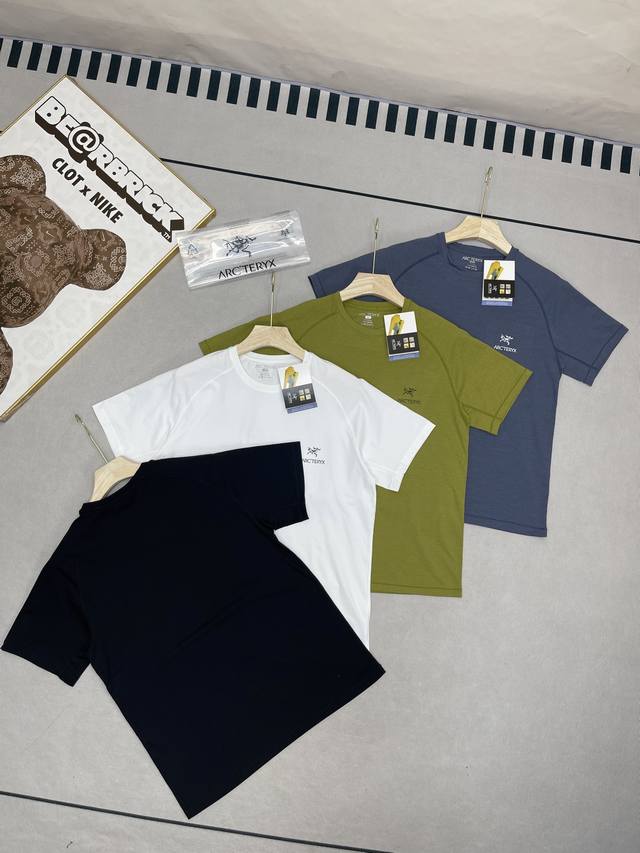夏季新款 Arc'teryx 始祖鸟户外休闲运动明线胸口硅胶立体鸟Logo圆领情侣短袖T恤- 户外圆领休闲舒适短袖T恤 ！ 1:1复刻， 三标齐全 ！ 速干透气
