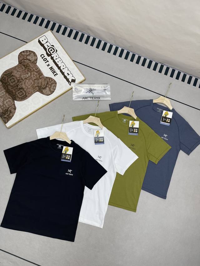夏季新款 Arc'teryx 始祖鸟户外休闲运动明线胸口硅胶立体鸟Logo圆领情侣短袖T恤- 户外圆领休闲舒适短袖T恤 ！ 1:1复刻， 三标齐全 ！ 速干透气