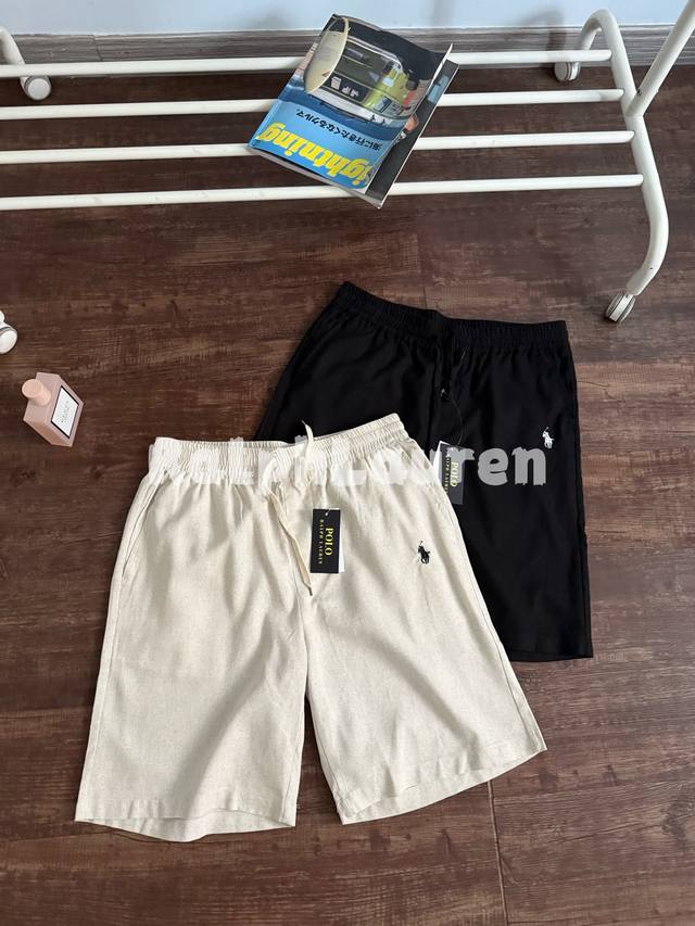 颜色：黑色 米白 橄榄绿 尺码：M到Xxl 25Ralphlauren拉夫劳伦全新春夏亚麻五分裤刺绣短裤！太绝了！ 亚麻材质，天然透气属性，吸湿排汗，降温自带凉