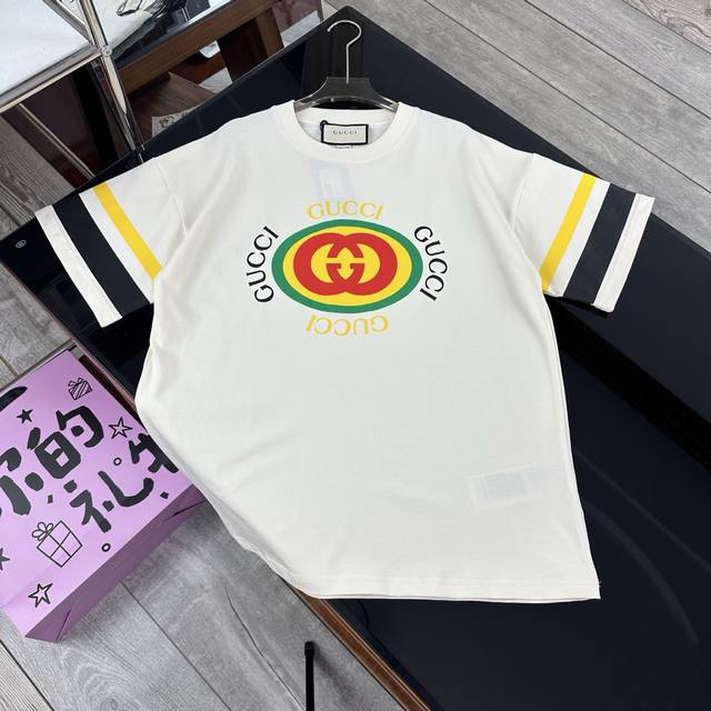 Gucci 古驰25Ss专柜同款圆领短袖T恤 情侣款短袖T恤 可拿版对比区别市场通货 官方同步 高版本 高品质 纯原品质 原版面料 260克纯棉圆领短袖T恤喷墨