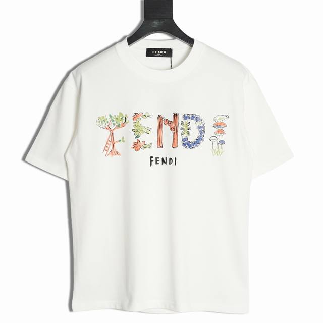 Fendi 芬迪 25Ss 花卉短袖T恤 面料采用定制240G 26支特滑双股精棉平纹高密无尘全棉布料。前幅高密度加厚，走线平整，代工品质，全套定制辅料。 尺码