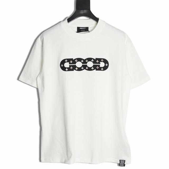 Goodbrand 镂空图案四芒星圆领套头短袖T恤 男女同款 350克面料 颜色：黑色 白色 F 尺码：S M L Xl