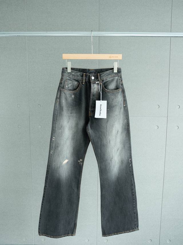 顶级品控 强推牛仔裤 Acne Studio Ac 黑泼墨 M版型Vintage 微喇版型牛仔休闲裤 颜色：黑色泼墨 尺码：30 31 32 33 176 14