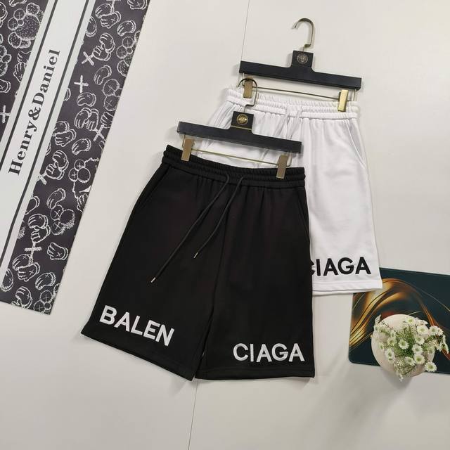 尺码S-Xl高端定制 2025夏季新品Balenciaga巴黎世家短裤经典字母Logo立体刺绣短裤 官网同步上新 面料精选光滑透气舒适的一批 夏季必备 3D立体