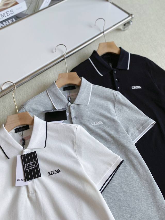Zegna 杰尼亚男士新款商务休闲翻领简约款短袖Polo衫 独家高货！区别市面通货！官网在售4900+ 一比一出品 包装+三标齐全 前胸 后领标都是精密刺绣！采