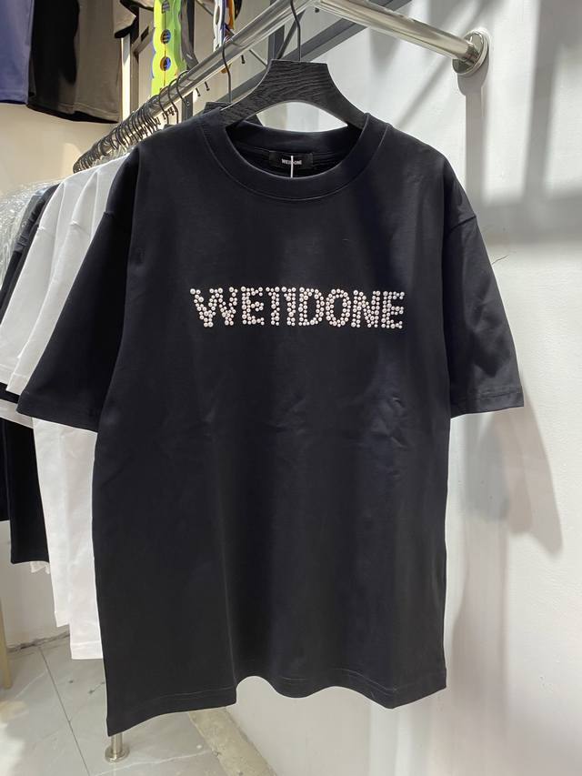 款号：Zmr92# We We11Done 爆火珍珠烫片情侣款短袖T恤 正儿八经280克纯棉双砂面料 所有面料均已提前做过缩水 品质第一 所见即所得 不会洗一次