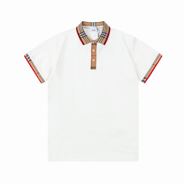 Burberry 巴宝莉 经典 格子拼接扣编织领 Logo 拼接Polo衫 升级，灵感源自八十年代复古 原版面料 官方同款 定制 同缸染面料 手感非常舒服 春夏