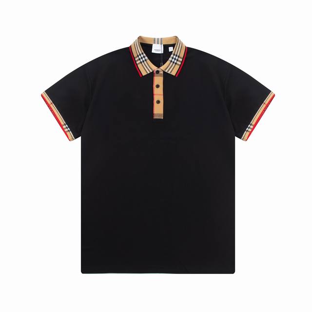 Burberry 巴宝莉 经典 格子拼接扣编织领 Logo 拼接Polo衫 升级，灵感源自八十年代复古 原版面料 官方同款 定制 同缸染面料 手感非常舒服 春夏