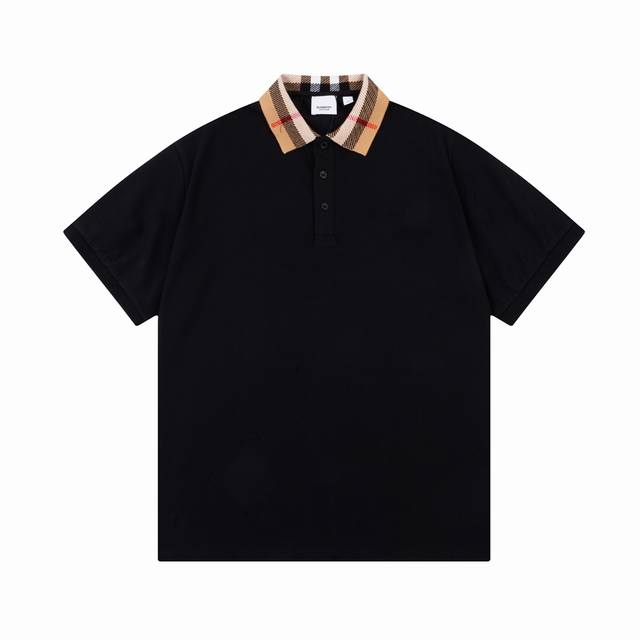 Burberry 巴宝莉 经典 格子拼接编织领Tb。Logo 印花Polo衫 升级，灵感源自八十年代复古 原版面料 官方同款 定制 同缸染面料 手感非常舒服 春