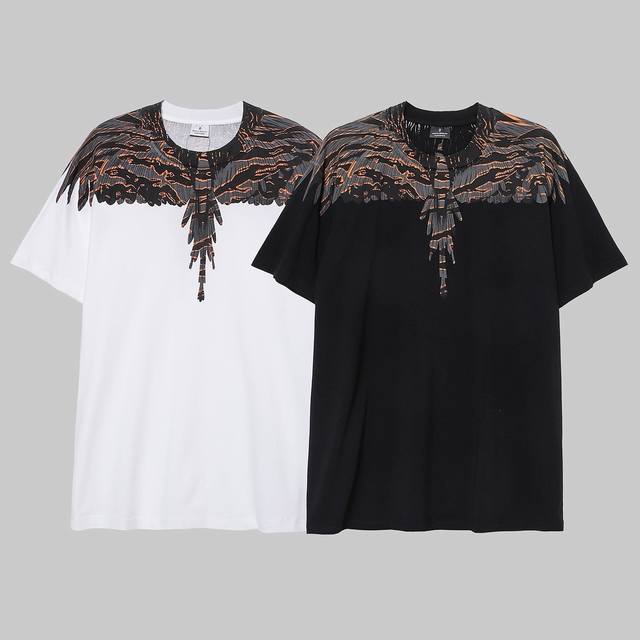 马塞洛布隆 Mb熔岩印花翅膀短袖T恤 码数：Xs.S.M.L.Xl.Xxl