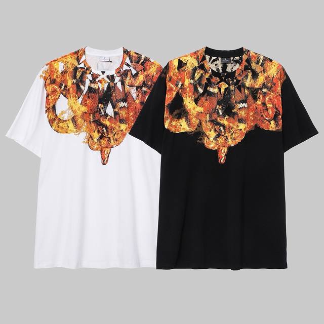 马塞洛布隆 Mb烈焰火蛇翅膀纯棉短袖T恤 码数：Xs.S.M.L.Xl