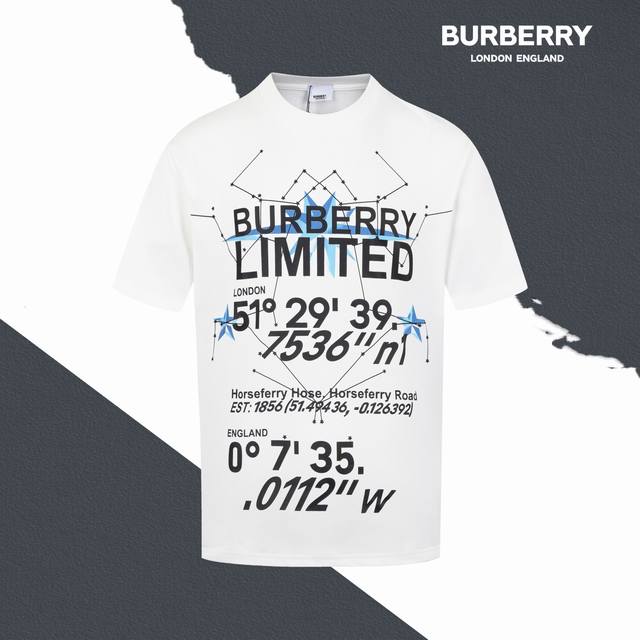 款号Sl162 Burberry巴宝莉字母数字星星印花圆领短袖 印花 情侣同款 全套包装 三标齐全 区别市场通货 随意对比 纯棉280克高克重32支双纱 不起球