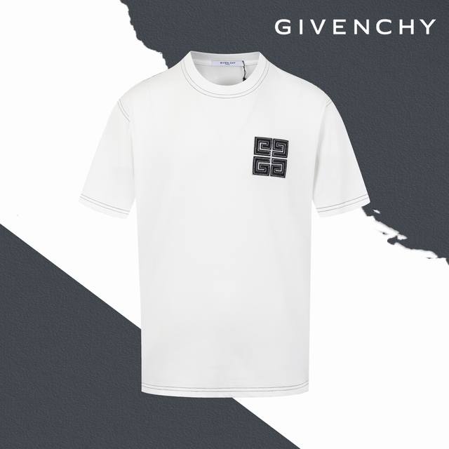 款号Sl161 Givenchy纪梵希缝线胸口Logo刺绣圆领短袖 刺绣 情侣同款 全套包装 三标齐全 区别市场通货 随意对比 纯棉280克高克重32支双纱 不