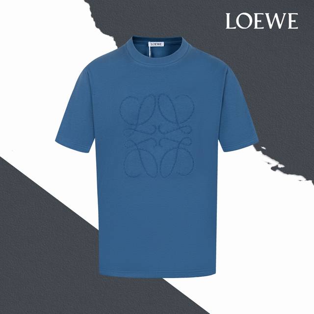 款号Sl156 Loewe罗意威线条大标Logo刺绣圆领短袖 刺绣 情侣同款 全套包装 三标齐全 区别市场通货 随意对比 纯棉280克高克重32支双纱 不起球
