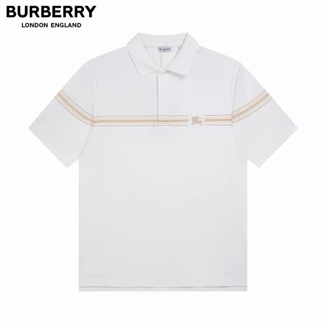 细节图 顶级版本.官网品质 #Burberry巴宝莉条纹印花对位经典战马刺绣短袖Polo衫#官方原版一比一完美复刻 面料采用Bur定制纯棉250克珠地网眼面料