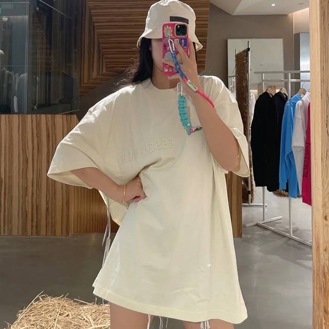 顶级版本上新 F80# -Fear Of God Essentials 23Fw最新复线小标字母植绒印花重磅高街短袖 情侣款- 顶级复刻，原版原包装，不惧Bat