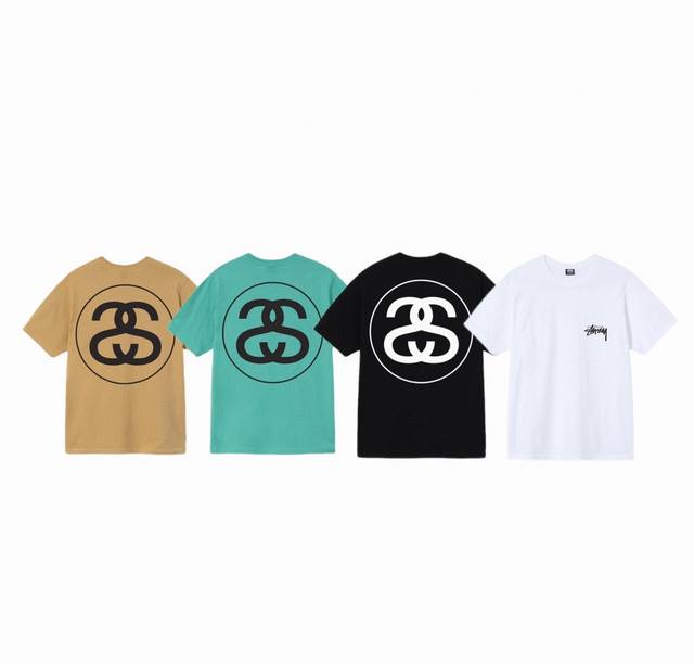 上新款号：S063 Stussy Big Link Tee 几何图案印花圆领短袖T恤 男 女同款 原版打造 细节高控 -面料精选230G纯棉面料 手感柔软舒适