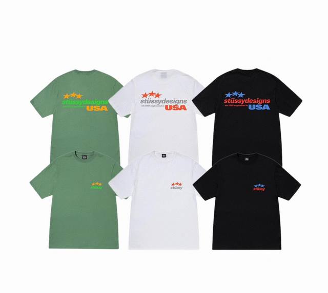上新款号：S061 Stussy Ss23 Stussy Designs Usa Tee 纯色字 母印花圆领短袖T恤 男女同款 原版打造 细节高控 -面料精选2
