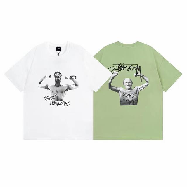 上新款号：S058 Stussy X Martine Rose 联名款 Ss23 圆领人物宇母 Logo印花宽松短袖T恤 原版打造 细节高控 -面料精选230G