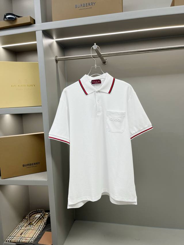 Gucci 古驰 口袋刺绣新款Polo衫 原版面料 官方同款 采用210克纯棉珠地面料，定制 同缸染面料 手感非常舒服爽滑 版型挺阔有型 一线品牌代工厂P出品