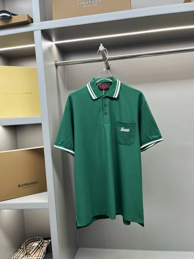 Gucci 古驰 口袋字母刺绣新款Polo衫 原版面料 官方同款 采用210克纯棉珠地面料，定制 同缸染面料 手感非常舒服爽滑 版型挺阔有型 一线品牌代工厂P出