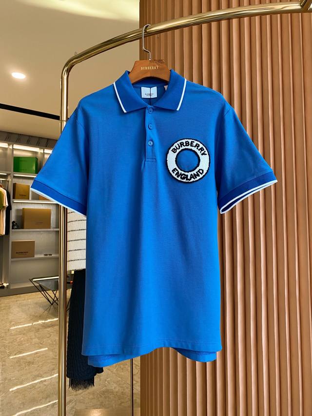 徽标图案珠地网眼布棉质 Polo 衫 Bur王牌尖货，镇店之宝 现货秒发 年春夏系列，迟来的渠道好货好款！Bur王牌渠道单，字母图案提花，男女同款。 Bur王牌