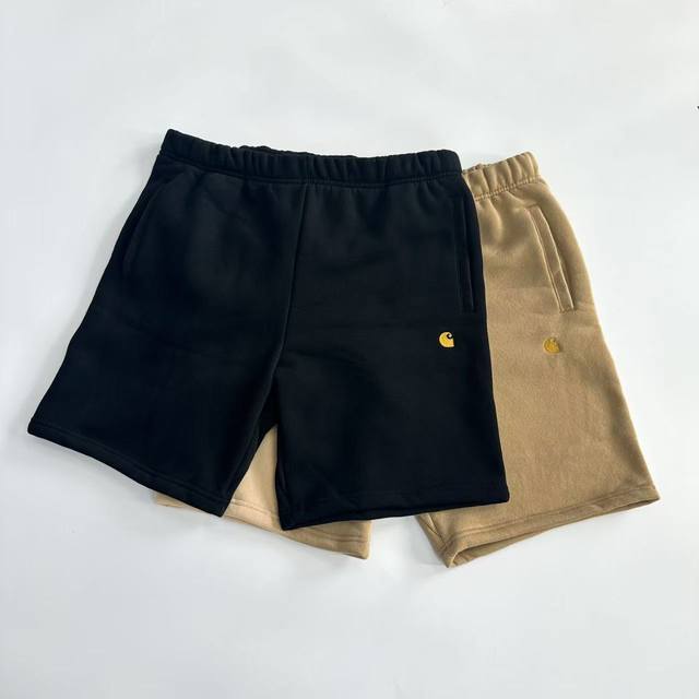 3020 白底图 Carhartt 卡哈特金标刺绣Logo 毛圈拉绒短裤 抽绳松紧腰围搭配不夸张的宽松裤腿，工装与休闲的多重风格，420克全棉毛圈面料，面料有质