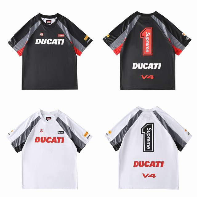 1096 白底图 Supreme X Ducati 杜卡迪 联名款 Ss24 Week16 硅胶皮质 Logo字母球衣短袖 男女同款 整件衣服10处皮质硅胶 手
