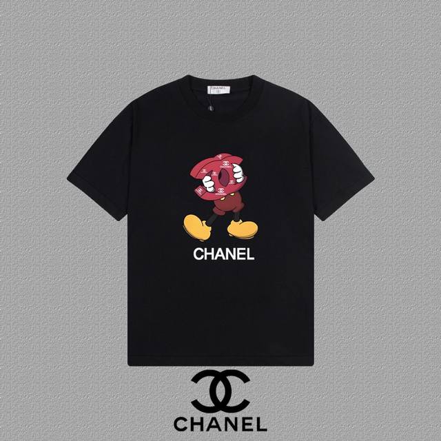 Chanel 香奈儿] 2025Fw短袖T恤 Logo印花 高端26S双纱300克面料 重磅面料 定制拉架罗纹同缸同染 三标齐全 男女同款 颜色：黑色 白色 灰