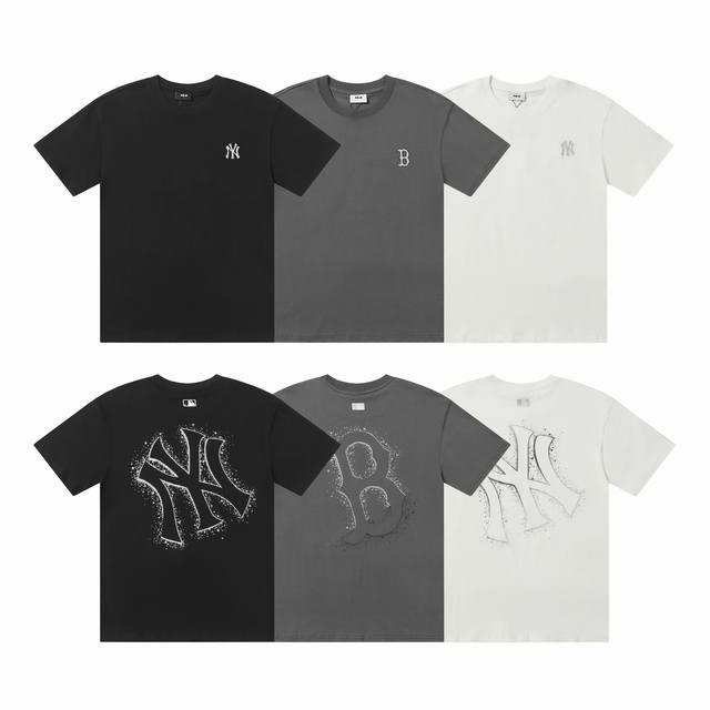 Mlb 男女情侣大Logo运动休闲短袖圆领时尚T恤25春夏新款 款号：Dw911 面料：240克双纱纯棉 颜色 :白色 黑色 炭灰 尺码：S M L Xl Xx