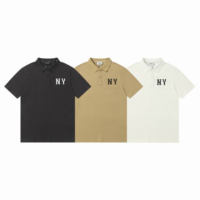 Mlb男女情侣纯色防晒凉感速干短袖Polo衫25春夏新款 款号：Dw920 面料：单面珠地230克 颜色 : 奶白 黑色 卡其色 尺码：S M L Xl Xxl