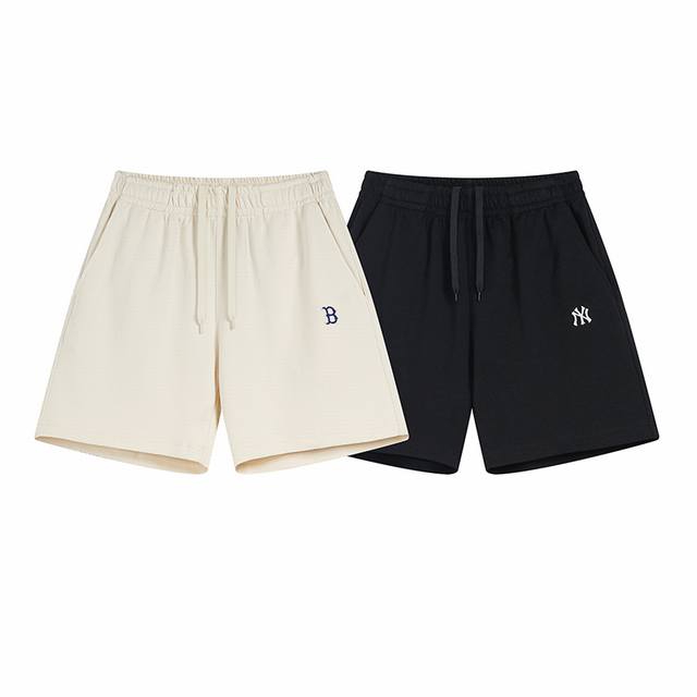 Mlb 男女情侣小Logo短裤纯色简约运动休闲裤24夏季新款 款号：Dw8811 面料：300克 双面纯棉 颜色 : 奶油色 黑色 尺码：S M L Xl Xx