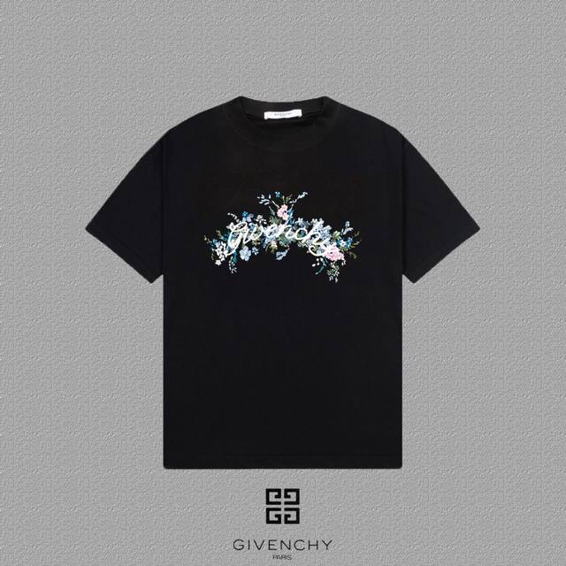 Givenchy 纪梵希] 2025Fw短袖T恤 字母Logo印花 高端26S双纱300克面料 重磅面料 定制拉架罗纹同缸同染 三标齐全 男女同款 颜色：黑色