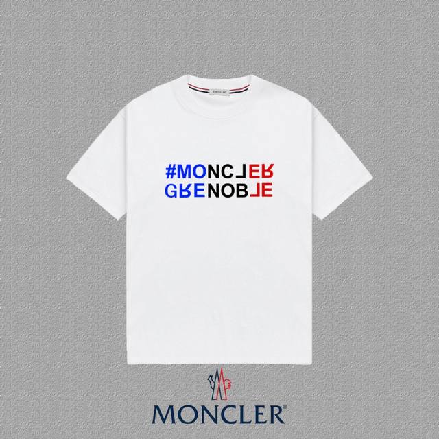 Moncler 蒙口] 2025Fw短袖T恤 Logo印花 高端26S双纱300克面料 重磅面料 定制拉架罗纹同缸同染 三标齐全 男女同款 颜色：黑色 白色 尺