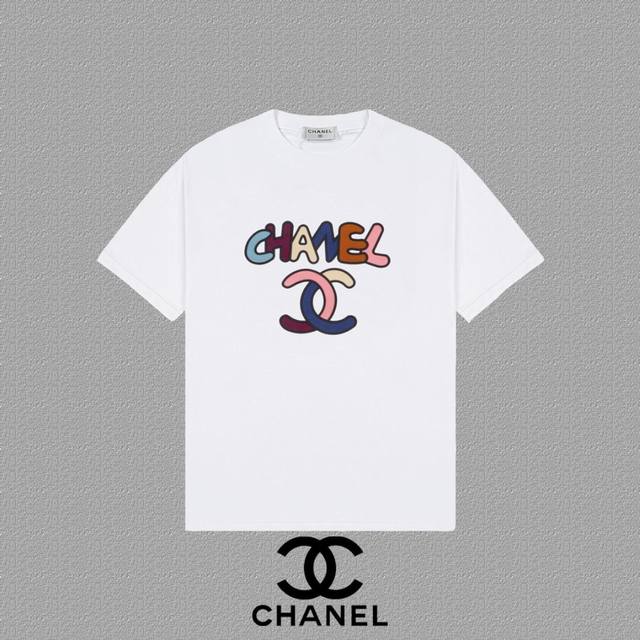 Chanel 香奈儿] 2025Fw短袖T恤 植绒+厚板字母Logo 高端26S双纱300克面料 重磅面料 定制拉架罗纹同缸同染 三标齐全 男女同款 颜色：黑色